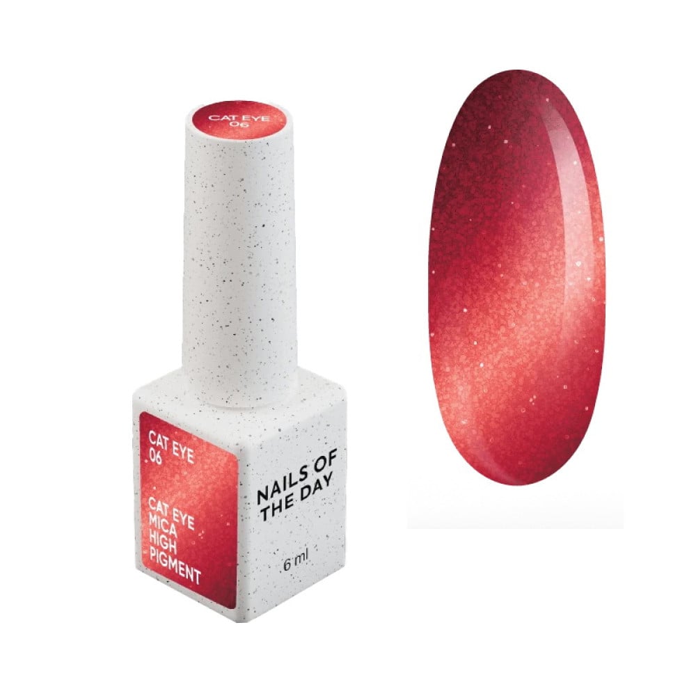 Гель-лак Nails Of The Day Cat Eye 06 червоний з дрібною поталлю із легким світловідбиваючим ефектом 6 мл