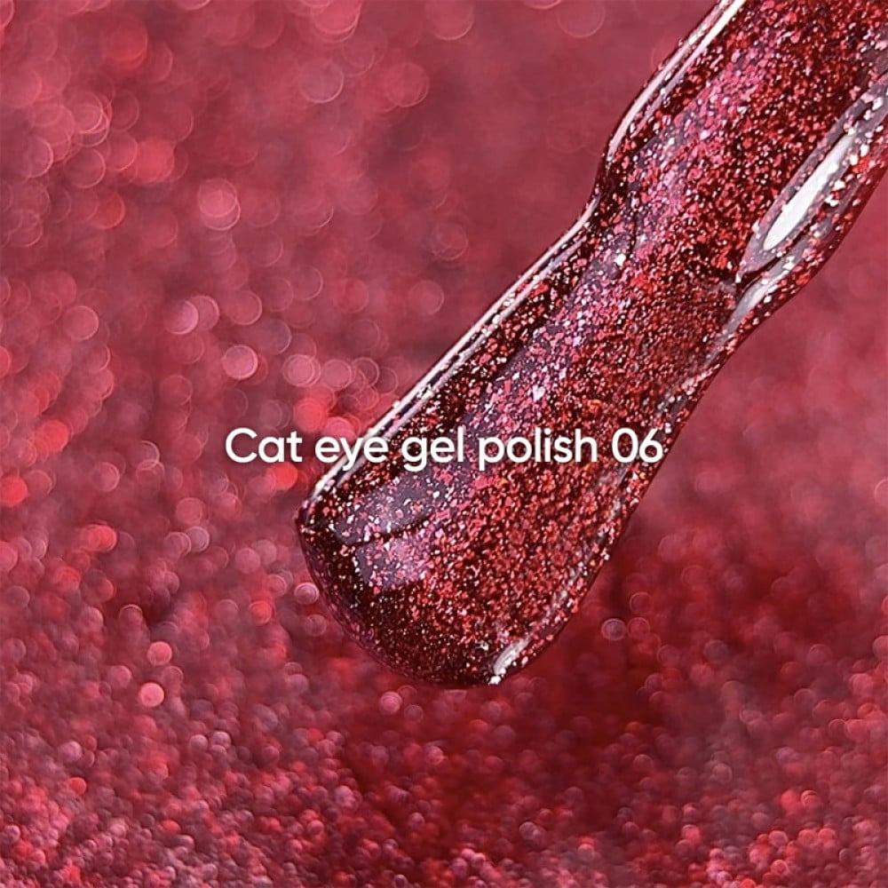 Гель-лак Nails Of The Day Cat Eye 06 червоний з дрібною поталлю із легким світловідбиваючим ефектом 6 мл