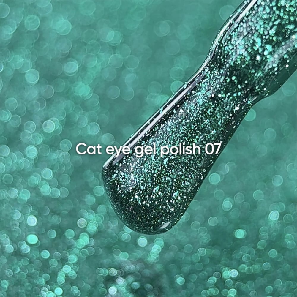 Гель-лак Nails Of The Day Cat Eye 07 зелений з дрібною поталлю із легким світловідбиваючим ефектом 6 мл
