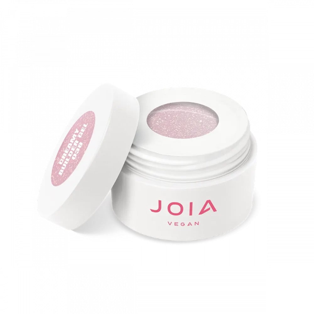 Гель моделирующий JOIA vegan Creamy Builder Gel Iced Cerenity 038 Aurora Bloom натуральный персиковый нюд с мелкой золотистой пота