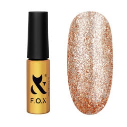 Гель-лак F.O.X Brilliance 2.0 Art brush (тонкий пензель) 004 бронзово-мідний з теплим металевим блиском 5 мл