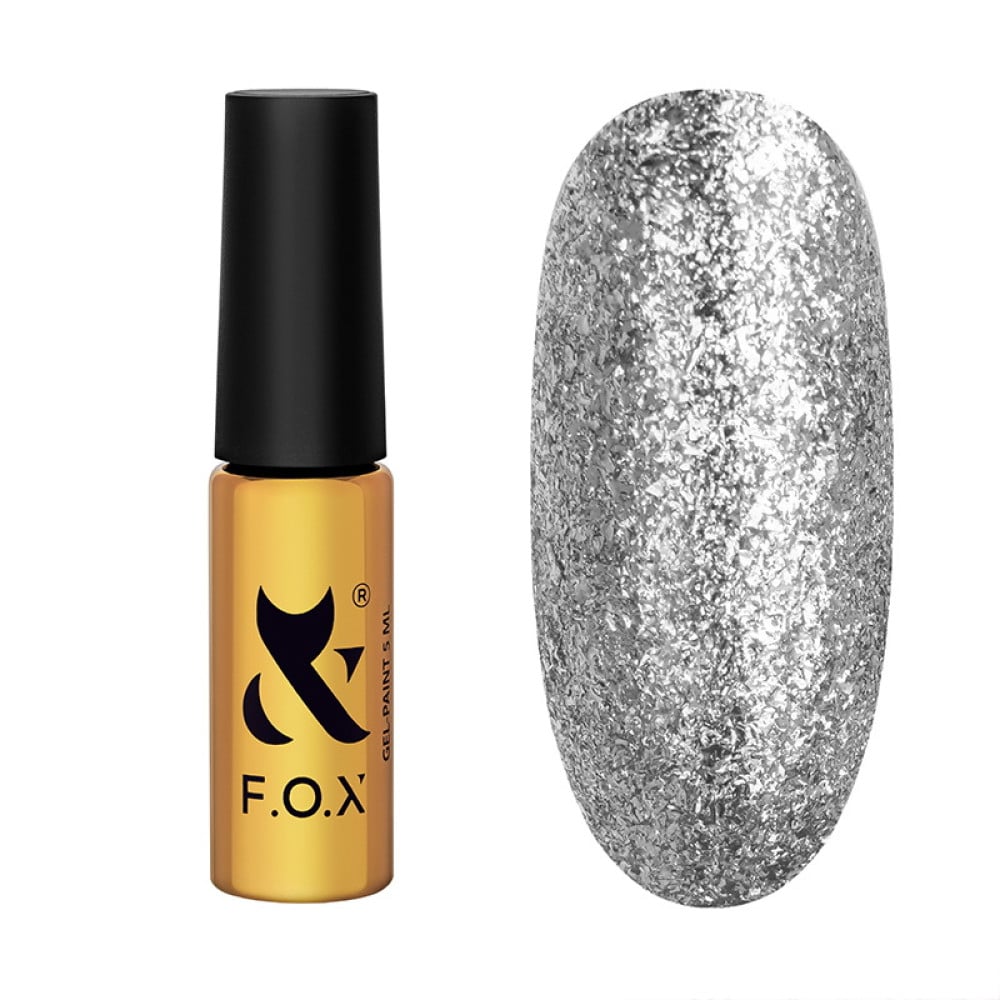 Гель-лак F.O.X Brilliance 2.0 Art brush (тонкий пензель) 001 холодний срібний з блискітками 5 мл