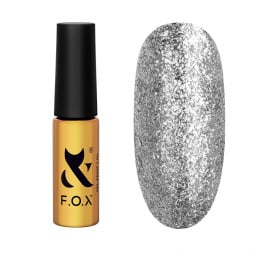 Гель-лак F.O.X Brilliance 2.0 Art brush (тонкий пензель) 001 холодний срібний з блискітками 5 мл