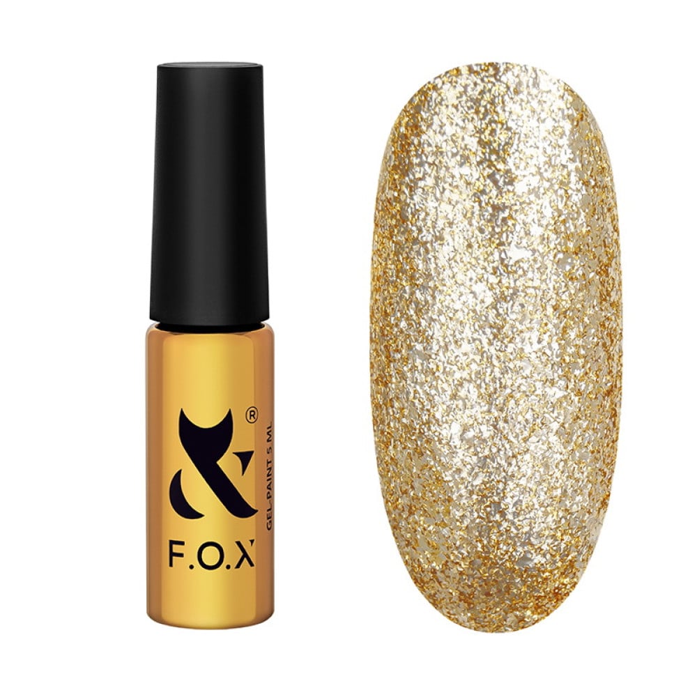 Гель-лак F.O.X Brilliance 2.0 Art brush (тонкий пензель) 003 тепле золото з щільним сяйвом 5 мл