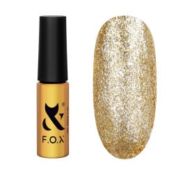 Гель-лак F.O.X Brilliance 2.0 Art brush (тонкий пензель) 003 тепле золото з щільним сяйвом 5 мл