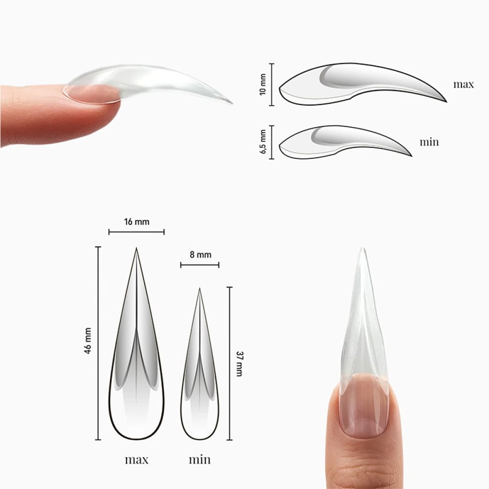 Верхние формы для наращивания ногтей Adore Professional Dual Nail Forms Type 7 Cats Claw кошачьи когти прозрачные 120 шт
