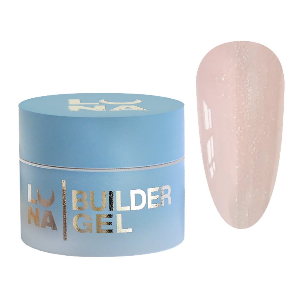 Гель для нарощування Luna Unicorn Shimmer Gel 02 молочний з рожевим відтінком із шимером 15 мл