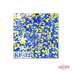 Декор для ногтей конфетти (камифубуки) KF 032, сине-голубой, желтый