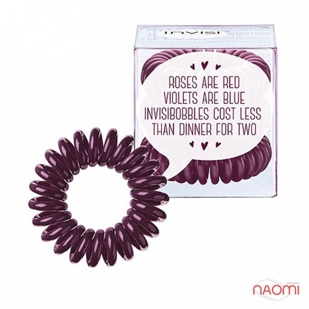 Резинка-браслет для волос Invisibobble Dinner for two Sweet Plum, цвет сливовый, 30х16 мм. 3 шт.
