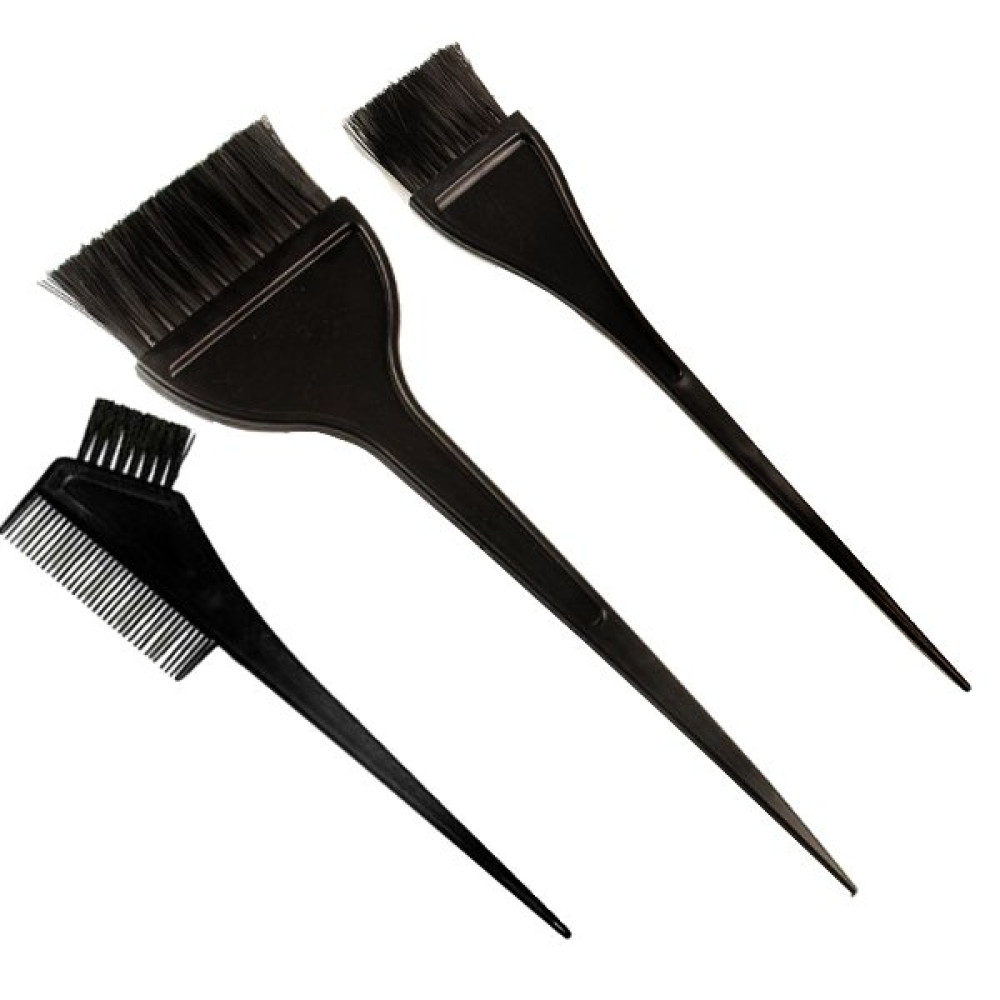 Набор кистей для окрашивания волос Salon Professional. чёрные в наборе 3 шт (широкая. узкая. комбин)