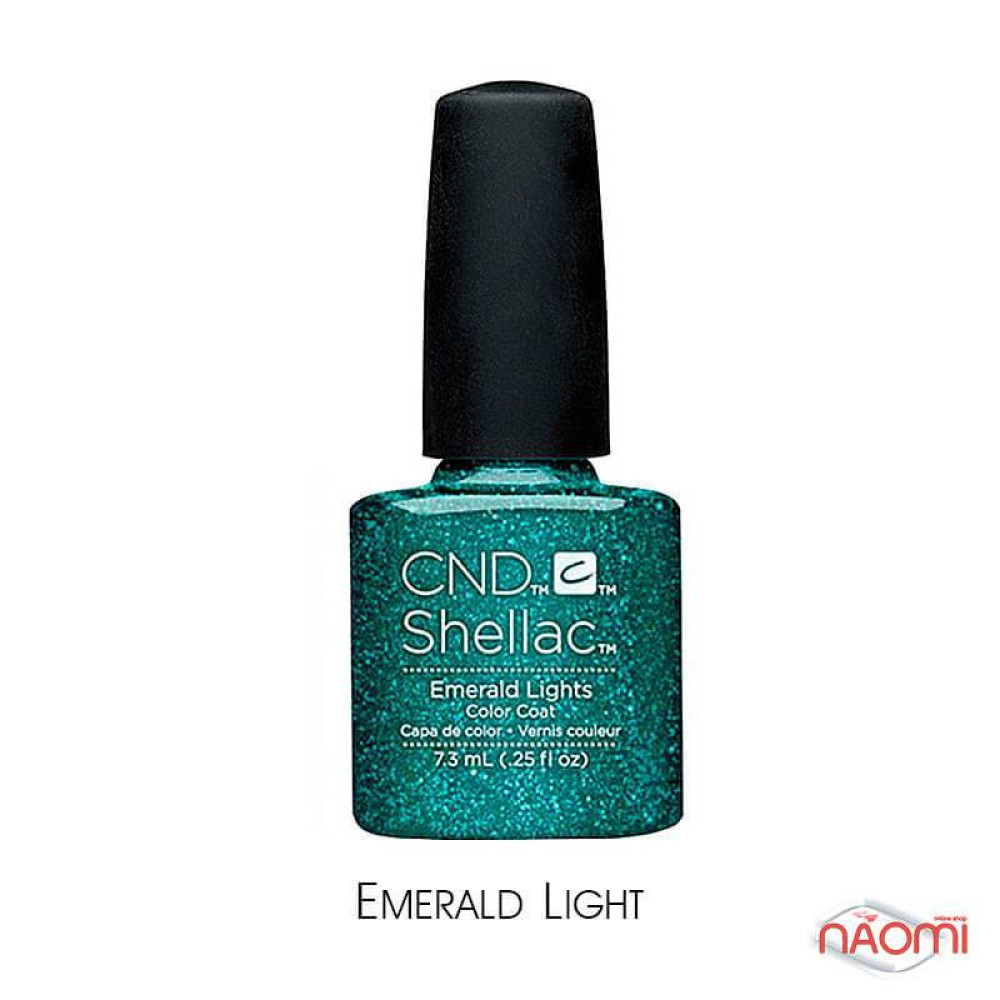 CND Shellac Emeraid Light зеленый с блестками, 7,3 мл