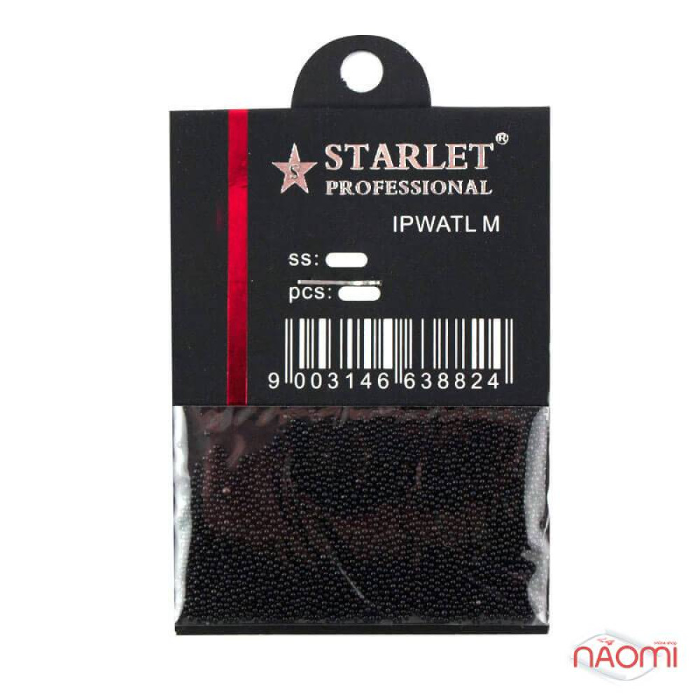 Бульонки для декорування нігтів Starlet Professional, скляні, колір чорний, в пакеті, 8 г
