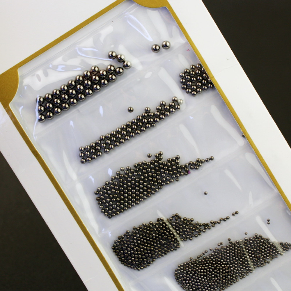 Бульонки для украшения ногтей металлические разных размеров. цвет чёрный. в пакете
