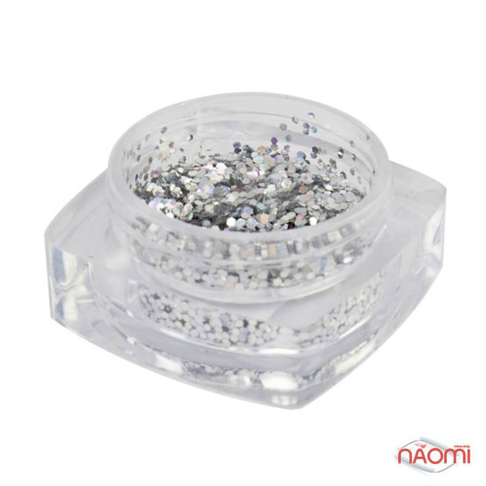 Декор для ногтей Salon Professional Чешуя. цвет серебро с голограммой. мелкая 025 Silver Alpha