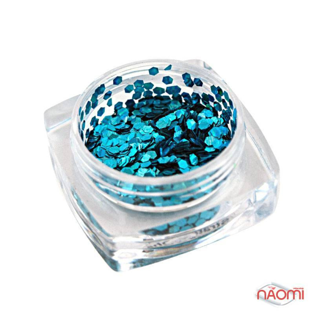 Декор для нігтів Salon Professional Луска, колір синій з голограмою, велика