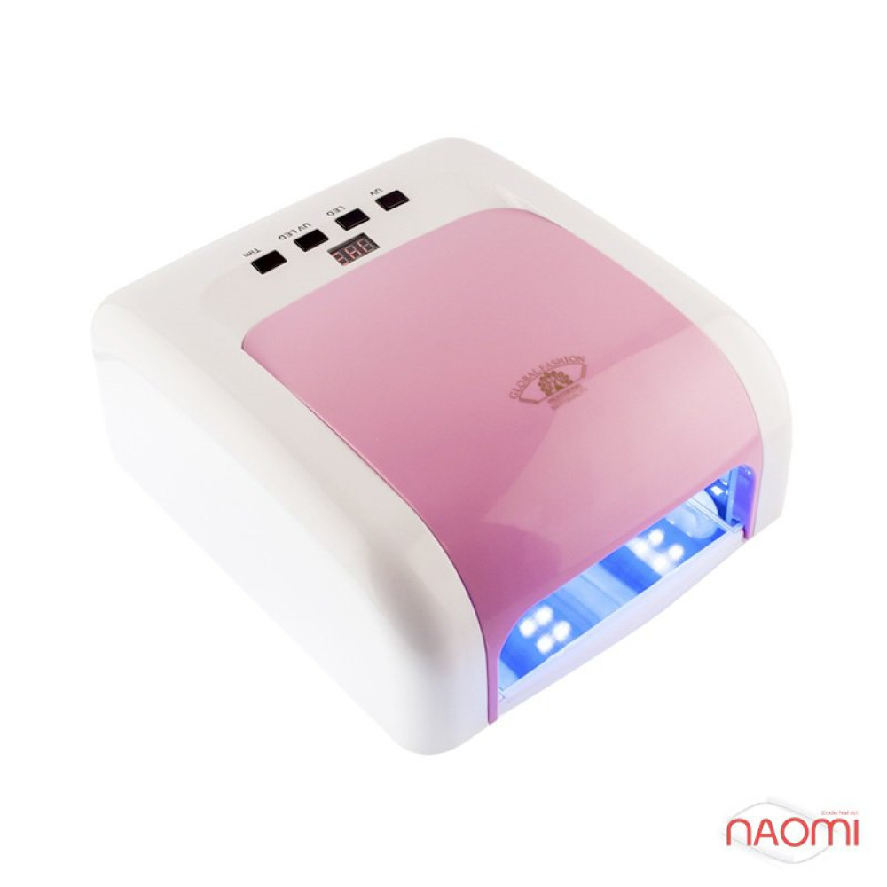 УФ LED лампа світлодіодна Global Fashion LED-58 таймер 30-240 сек  колір біло-рожева