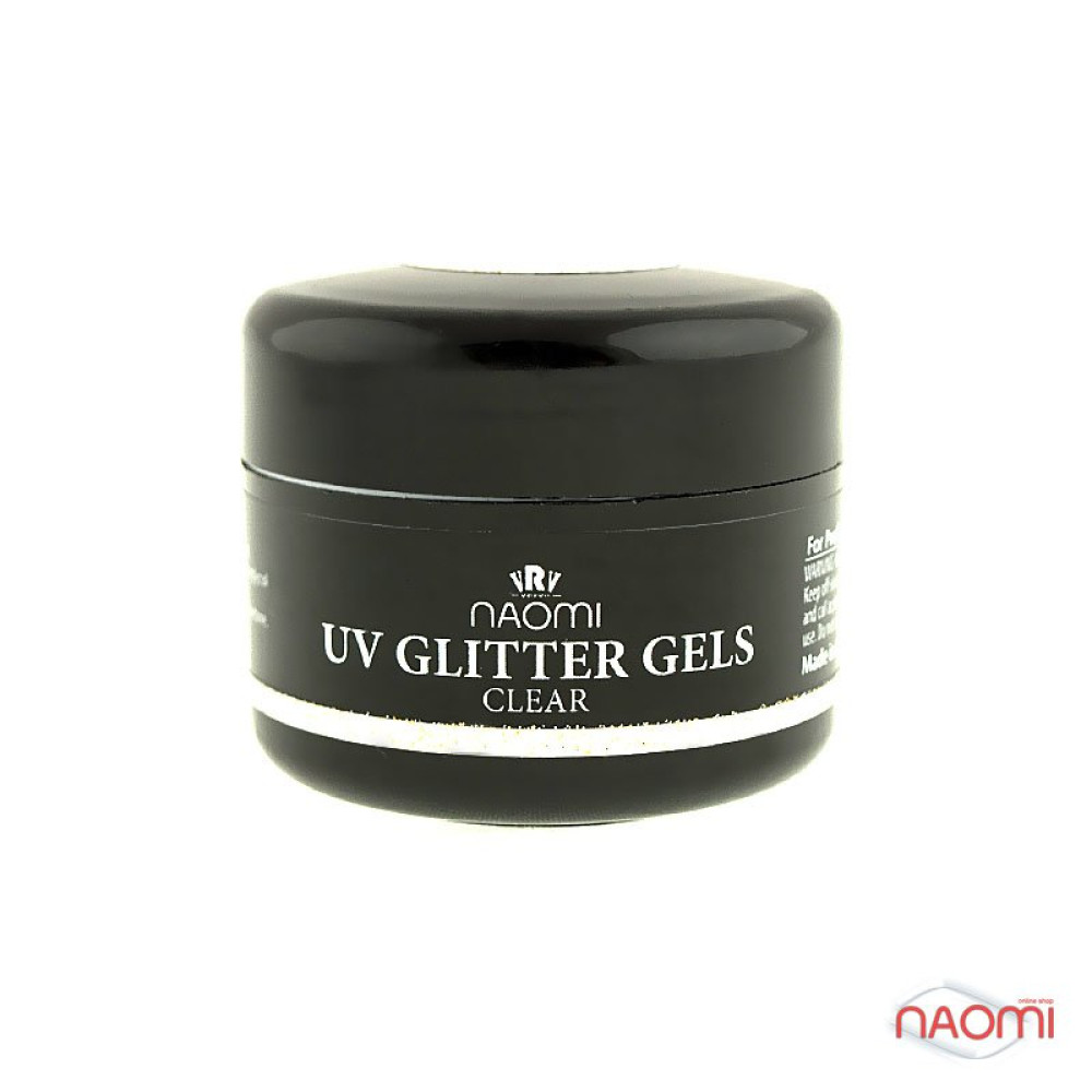 Гель Naomi камуфляжний UV Glitter Gel Clear прозорий з блискітками, 14 г