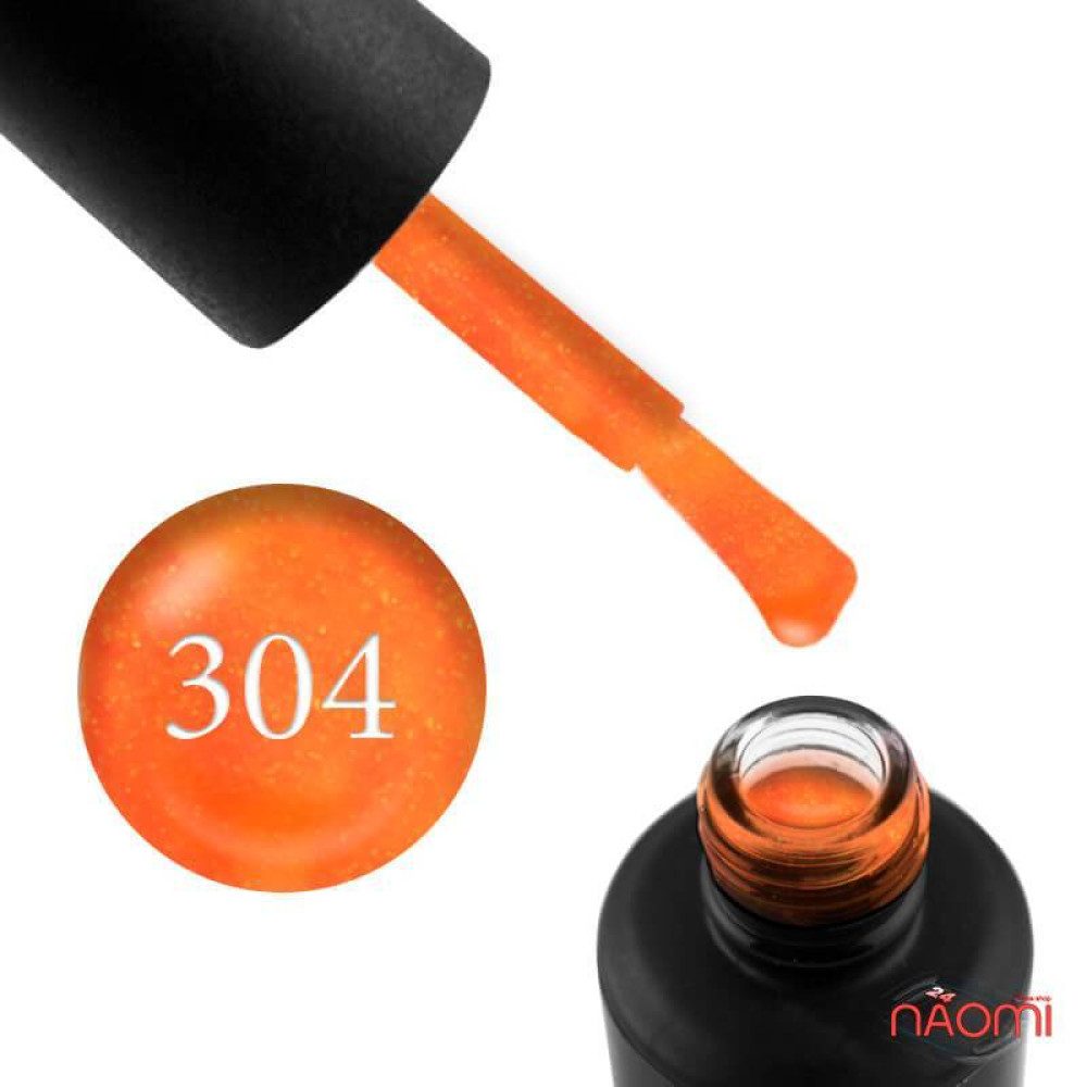 Гель-лак My Nail 304 неоновий помаранчевий з дрібними блискітками, 9 мл