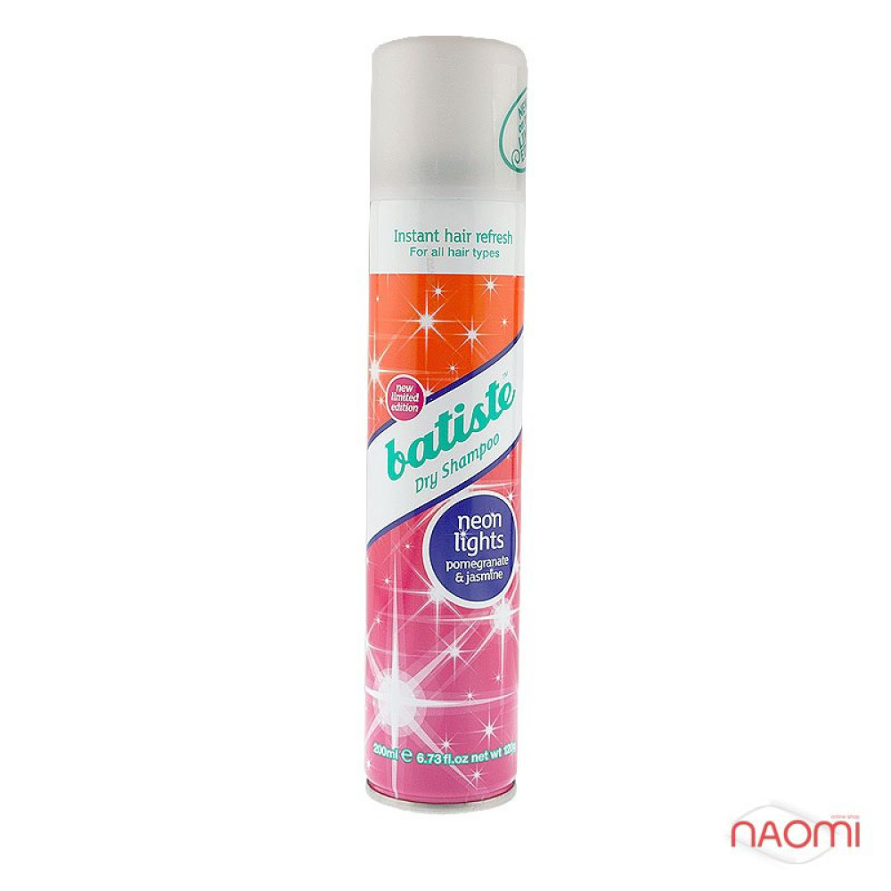 Сухой шампунь для волос - Batiste Dry Shampoo, Neon Lights pomegrante & jasmine, 200 мл