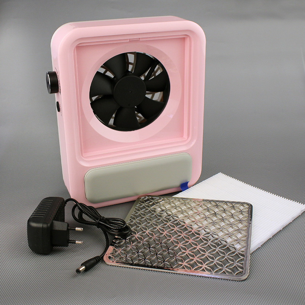 Вытяжка для маникюра Nail Dust Collector 868-1 с НЕРА-фильтром 108 Вт 25х19х7 см цвет розовый
