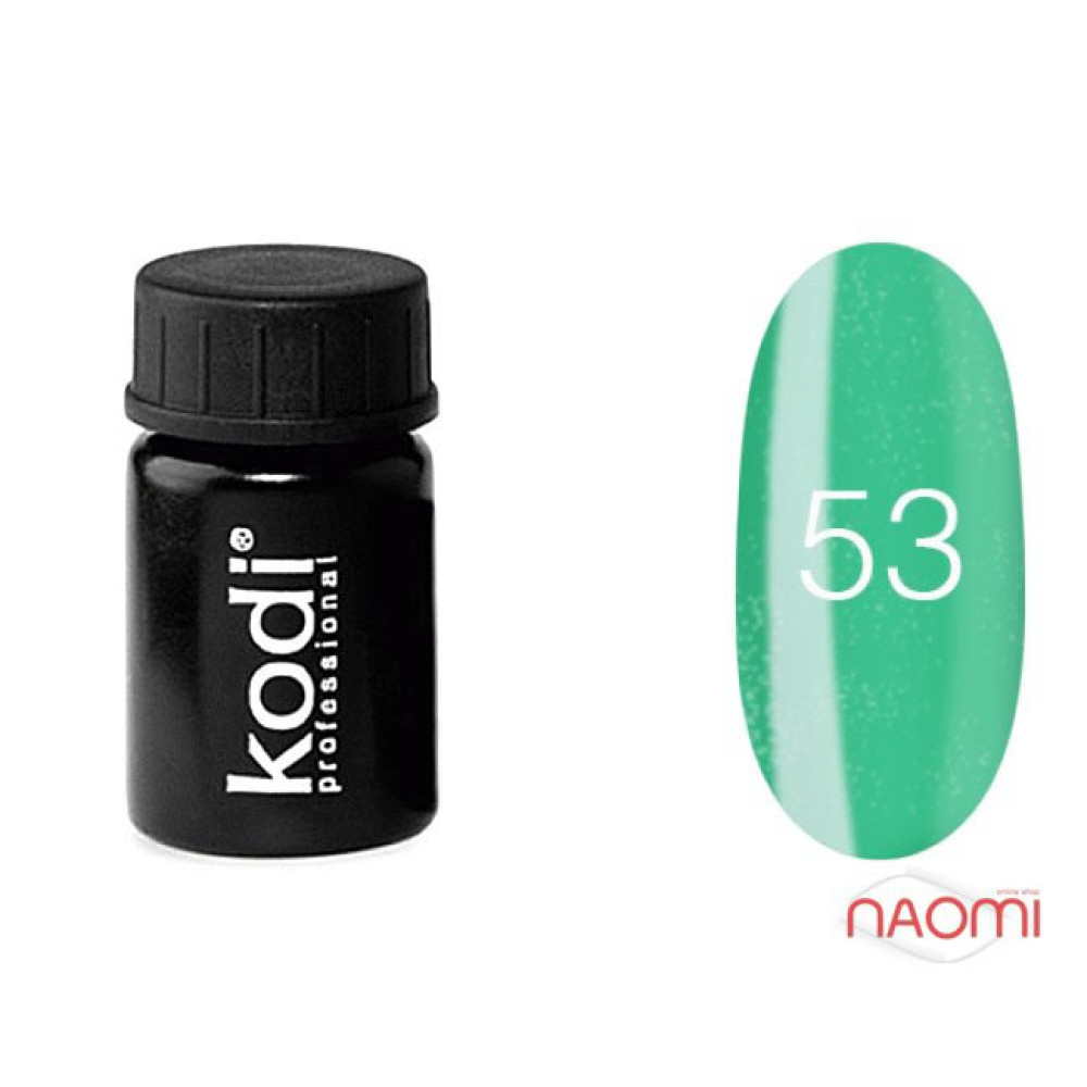 Гель-фарба Kodi Professional 53, колір смарагдово-зелений з шимерами, 4 мл