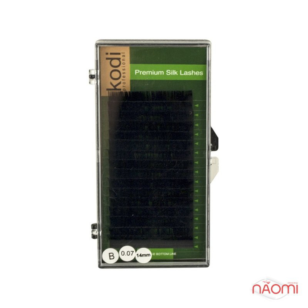 Вії Kodi professional Green B 0.07 (16 рядів: 14 мм). чорні
