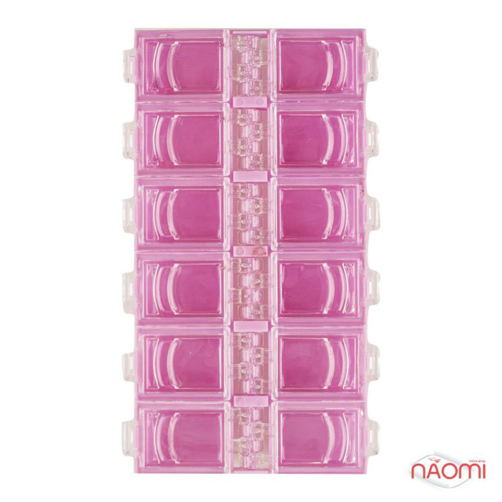 Контейнер для декору, прямокутний на 12 секцій, колір рожевий