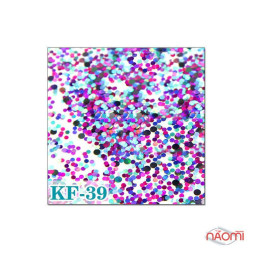 Декор для нігтів конфетті (каміфубукі) KF 039, блакитний, рожевий, фіолетовий, чорний