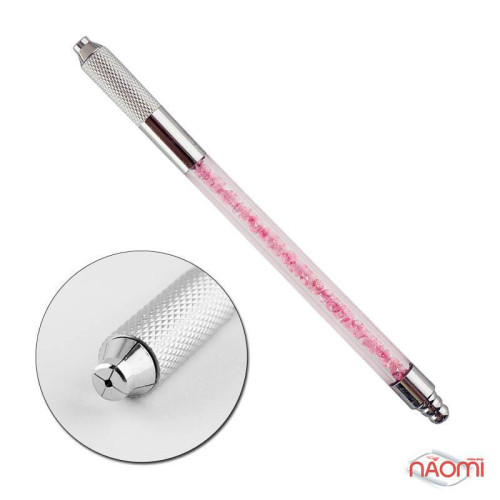 Ручка для мікроблейдингу зі стразами Swarovski пластикова, колір рожевий, фото 1, 199.00 грн.