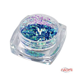 Декор для нігтів Salon Professional Луска, колір синій з голограмою, середня 040 C327