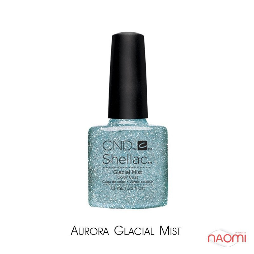 CND Shellac Aurora Glacial Mist бирюзово-голубой с глиттером , 7,3 мл