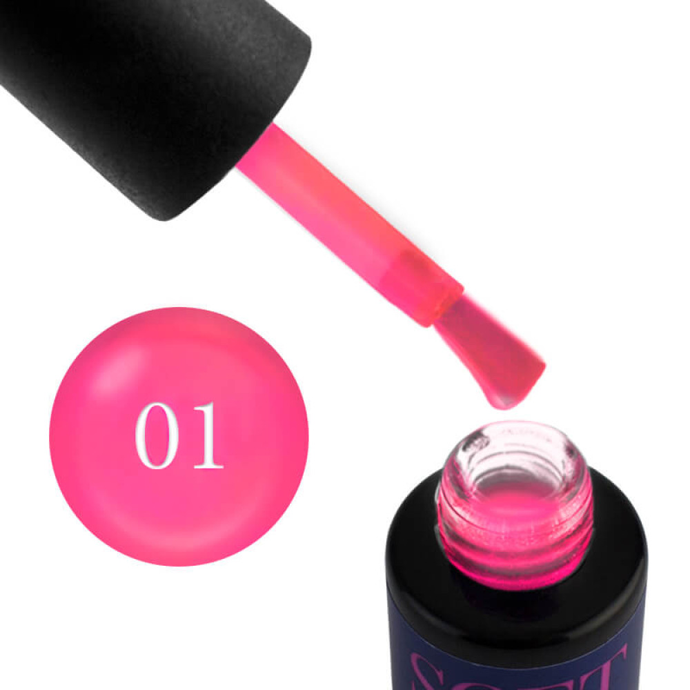 Гель-лак Naomi Soft Touch ST 01 неоновий рожевий флуоресцентний. 6 мл