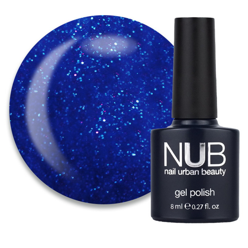Гель-лак NUB 037 Galaxy Tears темно-синий с цветными блестками. 8 мл