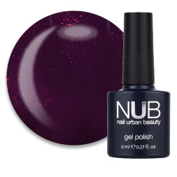 Гель-лак NUB 063 Rebel Heart бордово-фиолетовый с шиммерами. 8 мл
