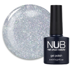 Гель-лак NUB 108 Tinsel Mood серебристые блестки. 8 мл