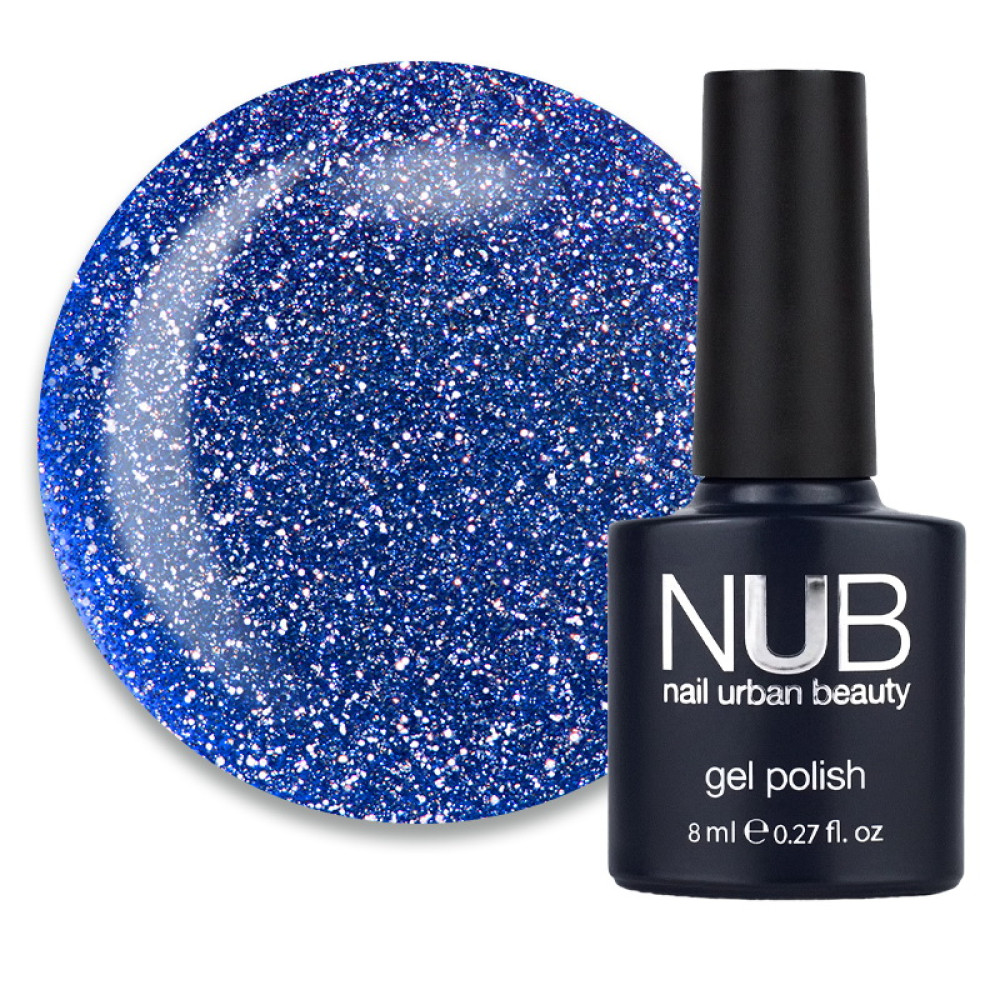 Гель-лак NUB Night Light 06 Electric Stars синий электрик с блестками и шиммерами, светоотражающий, 8 мл