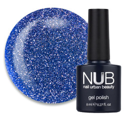 Гель-лак NUB Night Light 06 Electric Stars синий электрик с блестками и шиммерами. светоотражающий. 8 мл