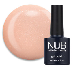 Гель-лак NUB Naked 01 Natural Shine светло-бежевый с переливающимися шиммерами и микрослюдой. 8 мл