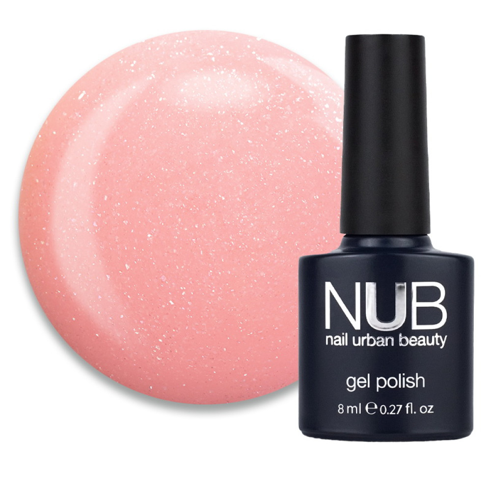 Гель-лак NUB Naked 04 Rose Spark пастельно-розовый с переливающимися шиммерами и микрослюдой. 8 мл