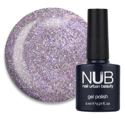 Гель-лак NUB Night Light 08 Indigo Flash лиловый индиго с блестками и шиммерами. светоотражающий. 8 мл