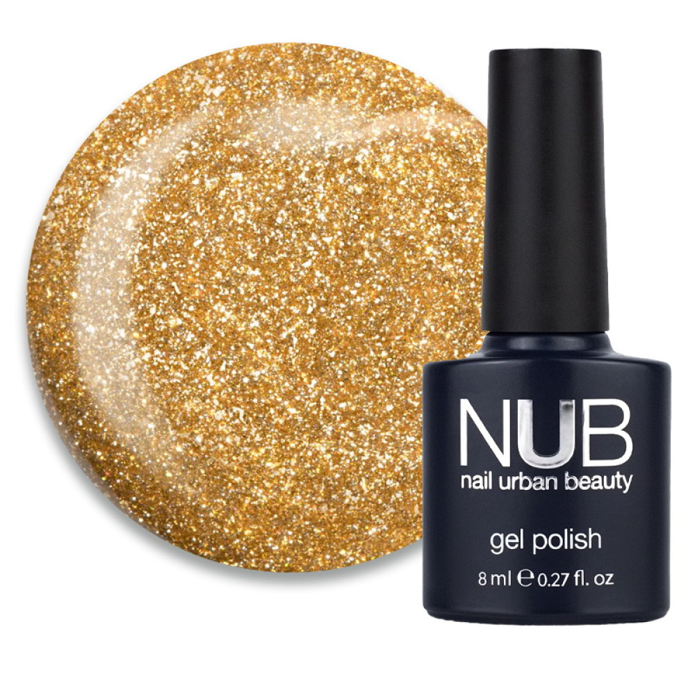 Гель-лак NUB Night Light 10 Sunshine золотой песок с блестками и шиммерами, светоотражающий, 8 мл