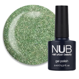 Гель-лак NUB Night Light 11 Morning Dew травянисто-салатовый с блестками и шиммерами. светоотражающий. 8 мл