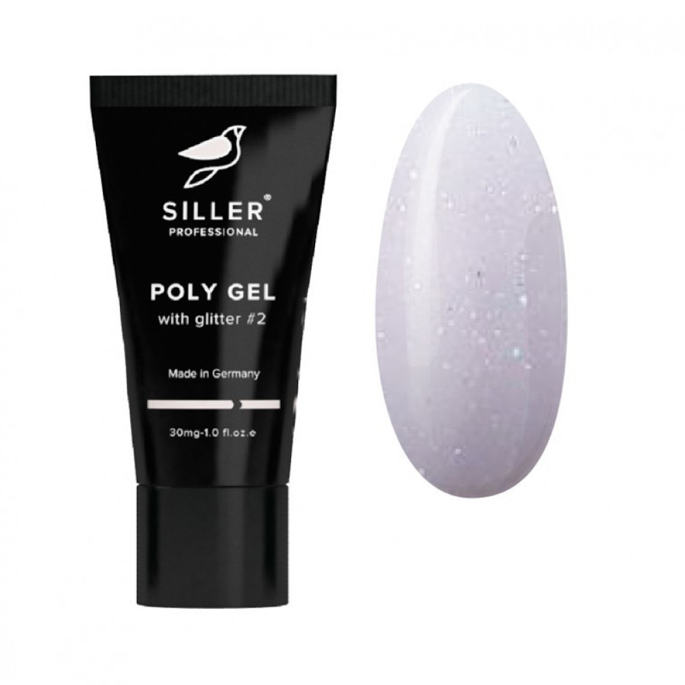 Полігель Siller Professional Poly Gel With Glitter 002 з гліттером. блідо-рожевий. 30 мл
