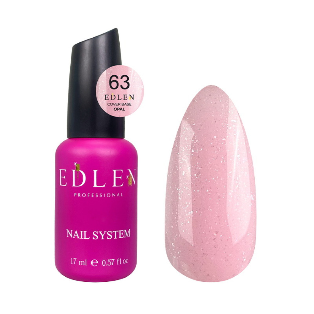 База кольорова Edlen Professional Base Opal 63 рожевий зі срібним шимером 17 мл