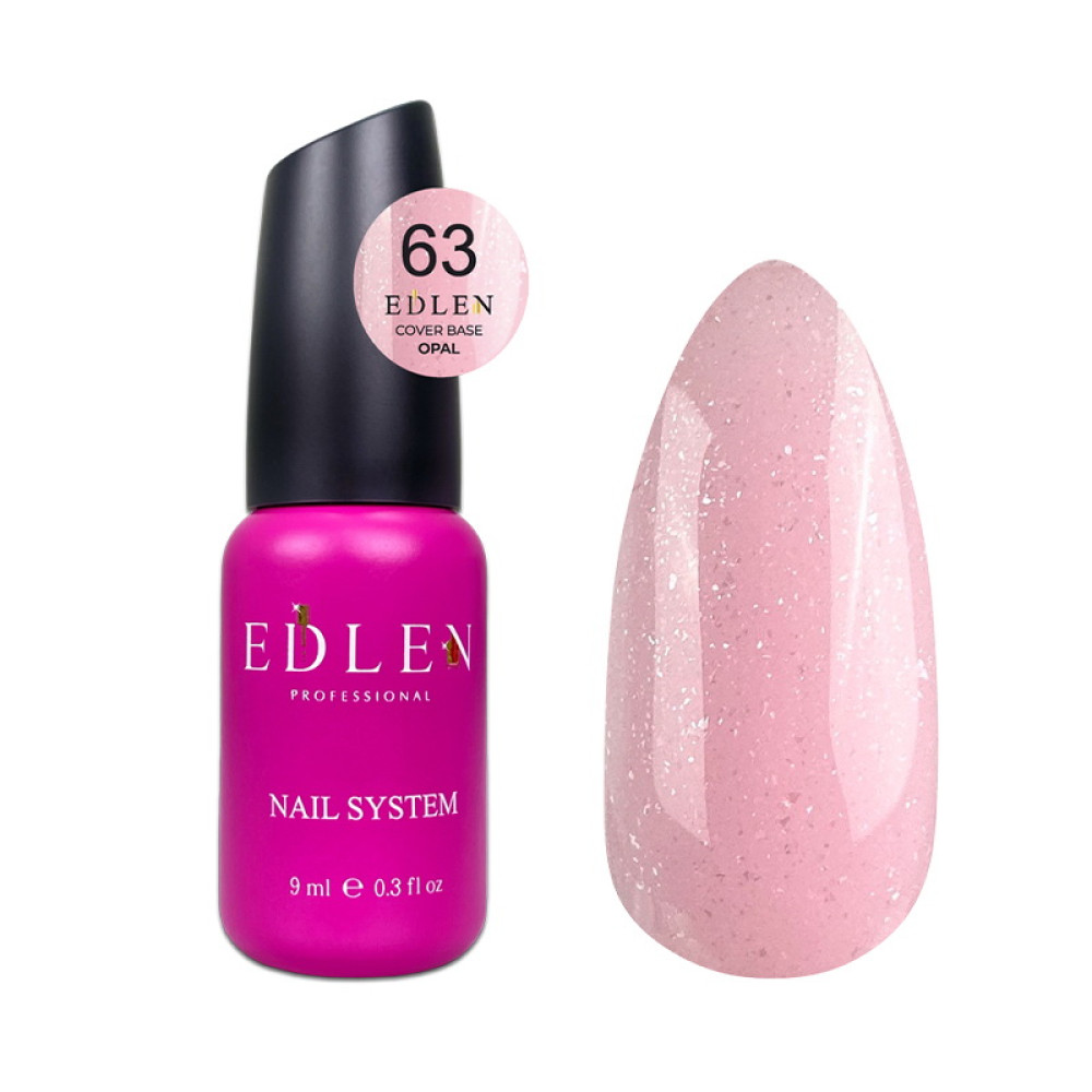 База кольорова Edlen Professional Base Opal 63 рожевий зі срібним шимером 9 мл