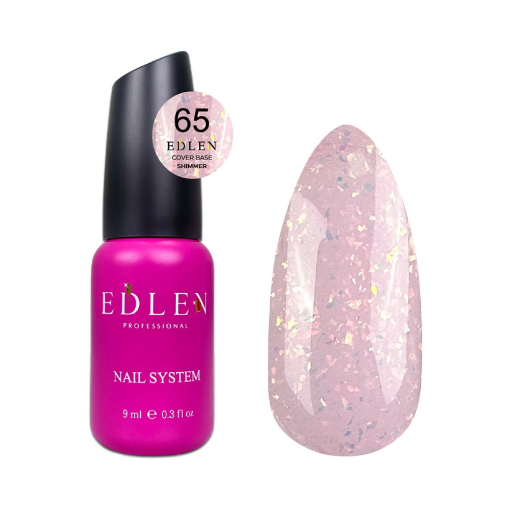 База Edlen Professional Base Shimmer 65 розовый с цветной слюдой 9 мл
