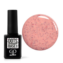 База камуфлирующая каучуковая для гель-лака GO Active Dots Base Coat 02 персиковый с разноцветными вкраплениями. 10 мл