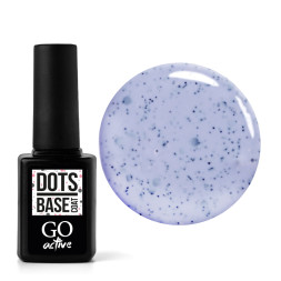 База камуфлирующая каучуковая для гель-лака GO Active Dots Base Coat 03 молочно-серый с разноцветными вкраплениями. 10 мл