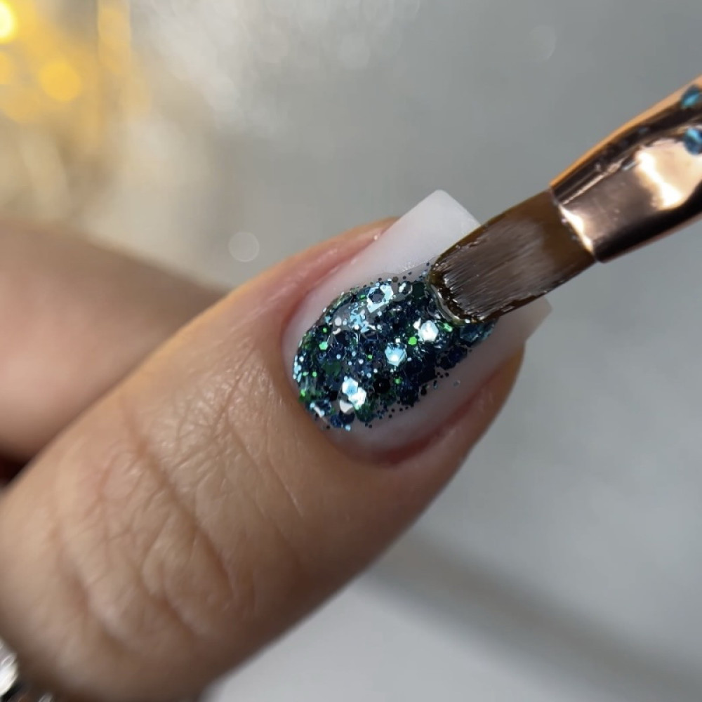 Гель для дизайна Nails Of The Night Brokat Gel 03 изумрудный с брокатом и глиттером 5 мл