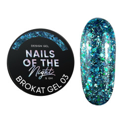 Гель для дизайну Nails Of The Night Brokat Gel 03 смарагдовий з брокатом та глітером 5 мл